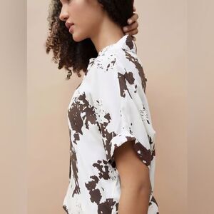 Anthropologie JODIFL White and Brown Button Down Shirt